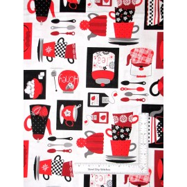 Blank Quilting Tea Pot Cup Kitchen Kettle Fabric Cotton Let's Partea by Blank Textiles Yard