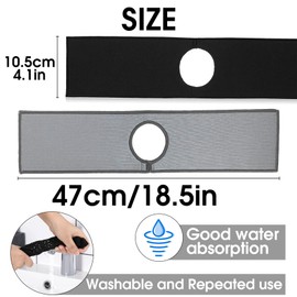 Bimkole 2 PCS Faucet Absorbent Mat, Kitchen Faucet Sink Splash Guard Wraparound Cloth Pads Sink Splash Absorbent Pad for Kitchen Bathroom Faucet Counter Sink (Black, Grey)