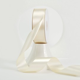 MEEDEE Ivory Satin Ribbon 1-1/2 Inch Ivory Ribbon Lux Satin Double Faced Satin Ribbon by 50 Yards Ivory Beige Polyester Satin Ribbon for Crafts, Satin Weddings, Flower Bouquet, Holiday Decorating