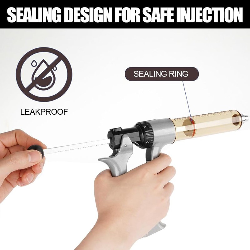 GUDAJIN 50ml Semi-Automatic Livestock Syringe, Veterinary Pull Rod Syringe, Continuous