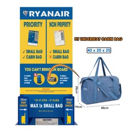 for Ryanair Airlines Underseat Cabin Bag 40 x 20 x 25, Foldable Travel Bag, Travel Bag, Carry-on with Wet Compartment for Overnight Stays, for Men and Women, 20L, navy