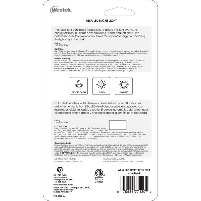 AmerTac Westek NL F Westek Aria Curve Night Light (1