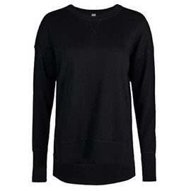 Sweaty Betty Women's After Class Longline Crewneck with Side Slit Sweatshirt Black a