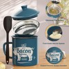Bacon Grease Container With Strainer, 46OZ Large Enamel Grease Container,