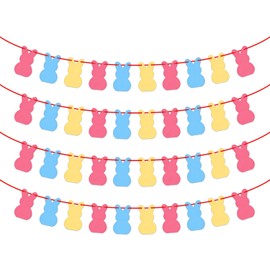 DIODUODA Easter Bunny Banners (4 Pcs), Colorful Felt Bunny Hanging Garland Decorations, Spring Themed Party Banners Gift Supplies (Easter)