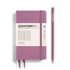 LEUCHTTURM1917 372355 Notebook Pocket A6, Hardcover Writing Book, 187 Numbered Pages, Dusty Rose, Lined