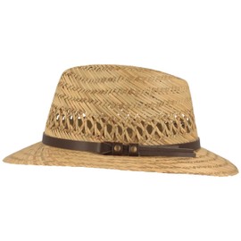 Breiter Children's Straw Hat Summer Hat Sun Hat 100% Straw Faux Leather Set, natural