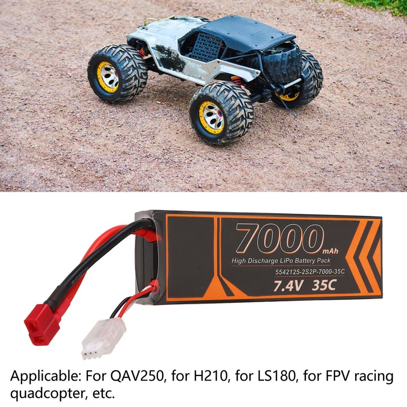 7000mAh Lipo Battery 35C Discharge Rate 7.4V 2S2P T Shape