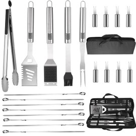BBQ Grilling Tools Set,16" Stainless Steel Grilling Accessories Kit for Men Gift,BBQ Grill Utensils Gift Kit with Portable Carry Bag BBQ Tools Grill Tools Set for Backyard Outdoor Grill Cooking