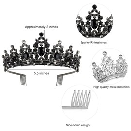 SuPoo Black Birthday Sash Birthday Crown for Women Metal Crown with Comb Glitter Birthday Girls Sash Princess Birthday Decorations Happy Birthday Decorations Gift Quinceanera Crown Party Favor