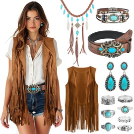 Gerophor Cowgirl Outfits Kit for Women 12 Pcs Western Cowgirl Jewelry Set for Cosplay