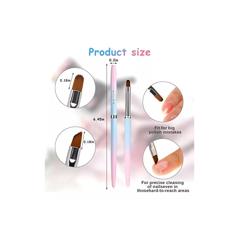 Sliverdew Nail Art Clean Up Brush, 2 Cepillos De Limpieza