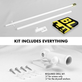 G128-6 Feet Spinning Flagpole (White) Black Lives Matter (Black/Yellow) 150D Flag Brass Grommets Printed 3x5 ft (Flag Included) Aluminum Flag Pole