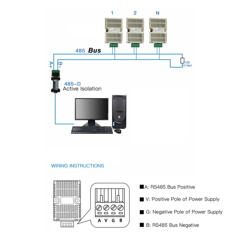 Temperature Humidity Transmitter Temp Sensor Module RS485 Communication DC 5‑30V