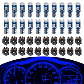 MOXRUQ 20 PCS Super Bright Car Led Bulb Dash Lights, T5 3030-3SMD Led Dash Lights, 37 74 LED Bulb with PC74 PC37 Twist Lock Socket, Cluster Shift Indicator Bulbs, for Cars Interior Light (Blue)