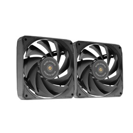 MARSGAMING MF-NCLX2, Kit 2 x Ultra Quiet 120 mm Fan, Hybrid Blade Design, 2-in-1 Fan with Hyperbalanced FDB Copper Bearing, PWM Connection System, Anti-Vibration Pads, Black