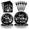 96Pcs Bad Two The Bone Party Supplies Black White Rock
