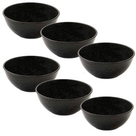 Platos Soperos de Plastico, Bowl de Cocina Reutilizables Parece Peltre, 400ml y 14cm de Diametro, sin BPA, Apto para Microondas y Lavavajillas, Apilables, Ideales para Hogar y Negocio (Negro, 6pz)