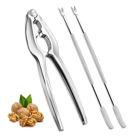3 PCS Lobster Crackers and Picks Set, Stainless Steel Crab Leg Tools, including 1 Lobster Cracker and 2 Forks, Heavy Duty Shellfish Nut Cracker Set, Seafood Tools for King Crab Legs Shellfish Claw