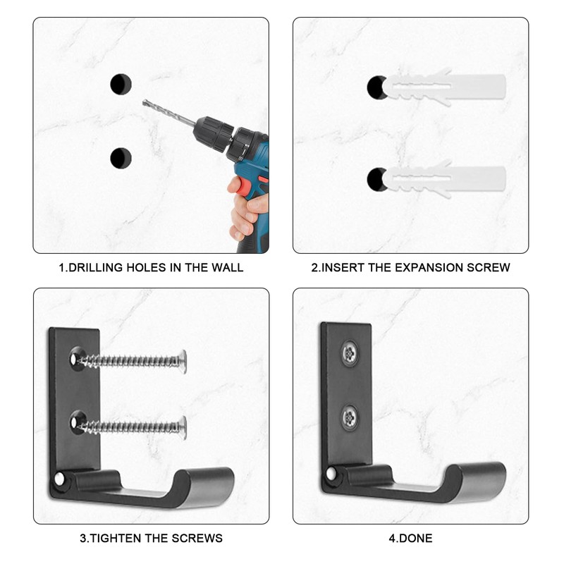 ZBHDEYG Pack of 4 Folding Coat Hooks, Wall Mount, Foldable