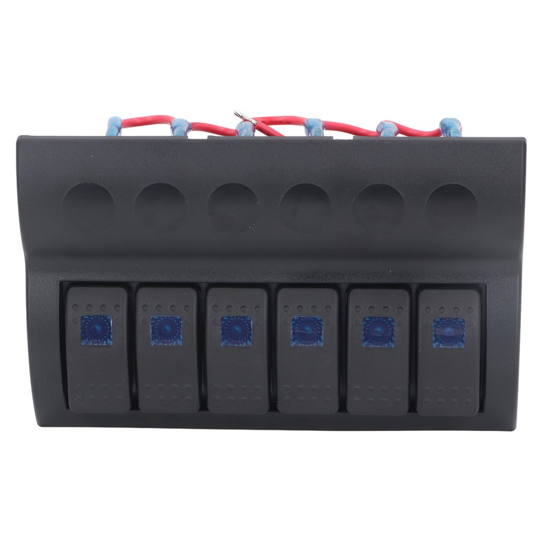 Electrical Switch Panel 6 Gang Pre Wired Blue LED Switch