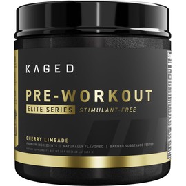 Kaged Pre Workout Powder Pre-Workout Elite Stim-Free for Men & Women | Power, Stamina, Focus, Pumps | L-Citrulline, Beta Alanine, Creatine | Caffeine-Free | Cherry Limeade | 20 Servings