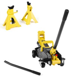 2 Ton (4400 Lbs) Capacity Steel Racing Floor Jack Stands Low Profile Single Piston Quick Lift Pump Hydrauli Car JacksDefault: Default