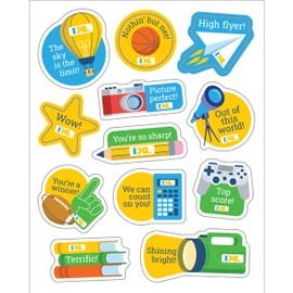 IXL 72 Superstar Shout-Outs Stickers for Kids, 6 Sheets of Stars, School Supplies, Sports, Paper Airplane, and More Incentives for Awards, Classroom Prizes, Reward Chart, Crafts, Scrapbooking, Planner