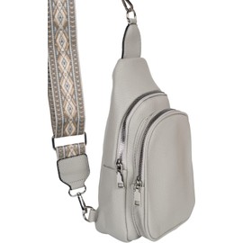 styleBREAKER Women's One Shoulder Backpack, Geometric Patterned Shoulder Strap, Plain Crossbody Bag, City Backpack, Sling Bag 02012400, lightgrey