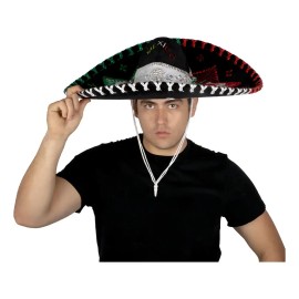 Sombrero Charro Flor Deluxe Tricolor Negro REV