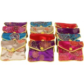 OceeK Travel Jewelry Case Travel Jewelry Organizer Bag Jewelry Silk Purse (Set of 12