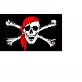 Pirate Skull and Crossbone with Red Scarf Flag MASSIVE 8'x5' (2.4m long!)
