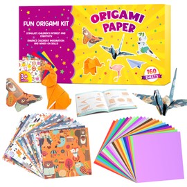 LIKYMO Origami Paper - Gifts for 6-12 Year Old Girls Boys, Origami Kit with 160 Paper 60 Patterns and Guiding Book, Arts and Crafts Origami Set for Kids