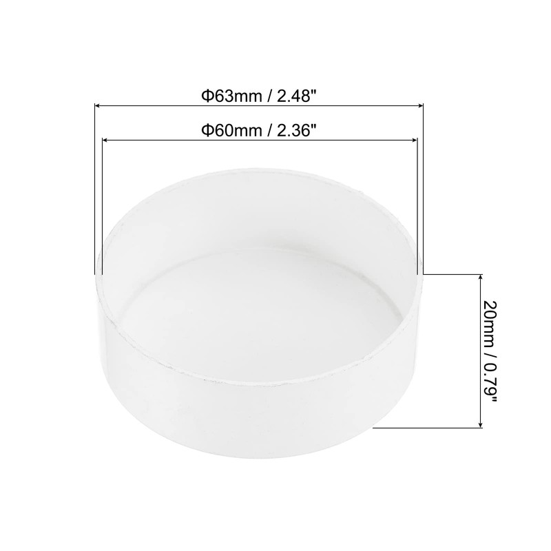 PATIKIL 60mm PVC Pipe End Cap Fittings Furniture Grade Plug