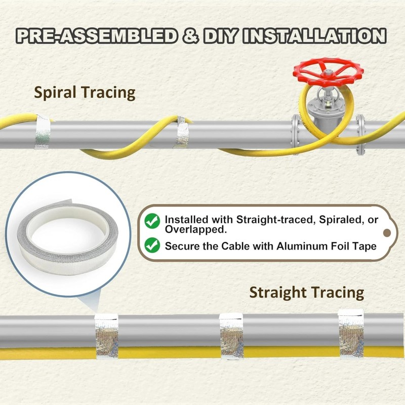 YeloDeer 15 Ft Pipe Heat Cable for Water Pipe Freeze