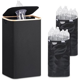 29 Gallons Recycling Bins for Kitchen, Indoor Recycle Bins with Lid, 110L Large Recycle bin with 2 Removeable Reusable Inner Bags, for Bottles Cans Glass Plastice Cartons(Black)