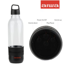 AIWA Water Bottle with Speaker and Earphone Bundle - 400ml Water Bottle with 4 Hour Playtime and Wireless Sports Earphones with Integrated Mic, 10 Hours Playtime for Workout, Camping and Hiking,Black
