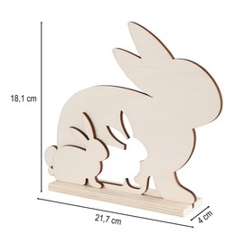 Ideen mit Herz Decorative Wooden Rabbit, Rabbit with Rabbit Child, Poplar Plywood, Stand, Easter Decoration