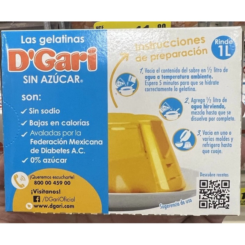 D'Gari 3 D'GARI Gelatin Dessert Sugar Free Pineapple. Gelatina Light