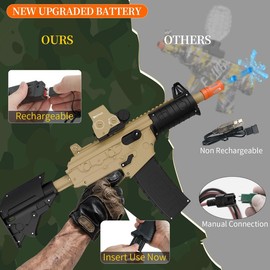 JOYNAS Electric Water Shooter with LED Lights, Powerful Squirt Water Pistol for Kids/Aldults,Long Range Shoot Reach To 26-35ft Outdoor Water Toy,High Powered IP67 Waterproof for Summer, Outdoor,Party,Birthday Gift:_Khaki-Luxury Style