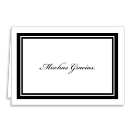 Muchas Gracias Greeting Cards with Envelopes - Simple, Blank, Black Imprint (12 Count)