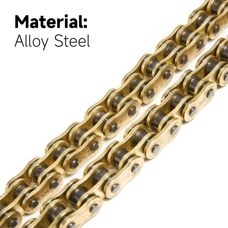 HILAKE Gold 520 X-Ring Chain 120 Links with Connecting Master