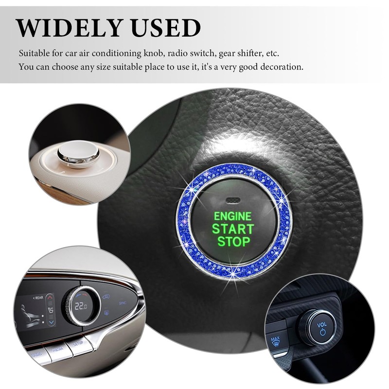 FSTURIOS Bling Crystal Double Rhinestone Car Engine Start Ring Decals,
