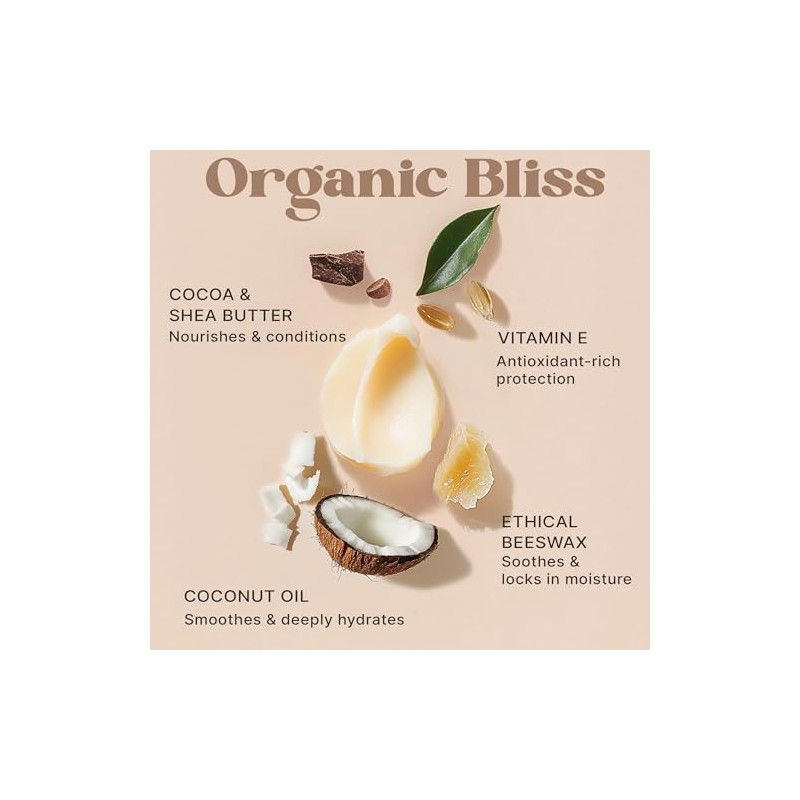 Lip Balm Organic (Original Unflavored) 4 Tube Pack Pure and