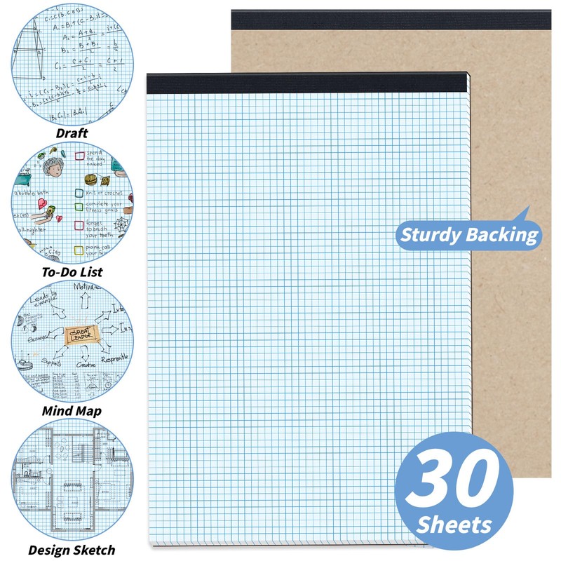 Oleitodh 10 Pack Graph Paper Pads 11 x 17 Inch