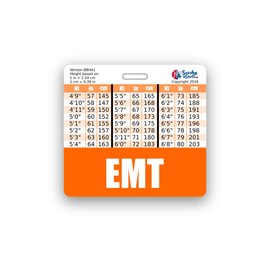 EMT Badge Buddy Horizontal w/Height & Weight Conversion Charts (Standard, Orange)
