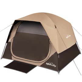 LOYEAHCAMP 4 Person Blackout Camping Tent, Easy Setup Waterproof Family Dome Tent for Camping with Rainfly, Portable Double Layer Large Family Tent for Outdoor Camping&Hiking