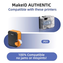 MakeID All-Weather PET Labels for Indoor/Outdoor General ID and Equipment Labeling, Black on White - Adaptable for P20 P31 Industrial Label Makers, 26.24ft/Roll