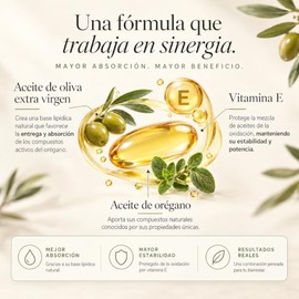 Aceite de Orégano (Oil of Oregano) con Aceite de Oliva y Vitamina E – Suplemento Antioxidante – 180 Cápsulas