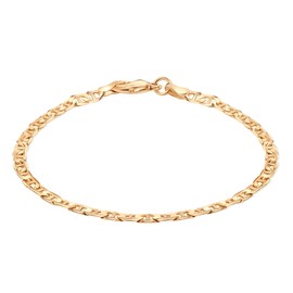 Barzel 18K Gold Plated 3.5MM Flat Mariner/Marina Link Chain Bracelet For Men & Women